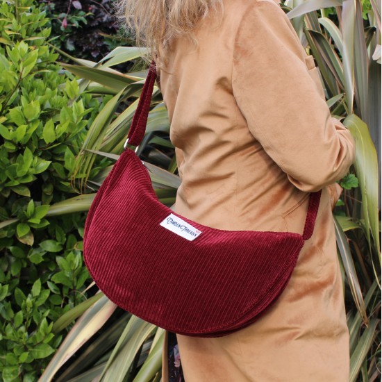 Corduroy Hobo Tote Sling Slouch Cross body red